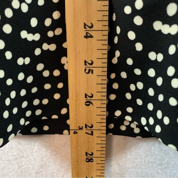 Talbots Womens Faux Wrap Top Sz X Black White Ditsy Polka‎ Dots Career Office - Picture 9 of 12
